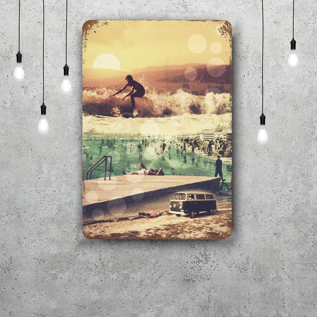 surf curse Vintage Metal Tin Signs Posters Decor Retro Metal Plaque Wall Art Decor for Garage Bar