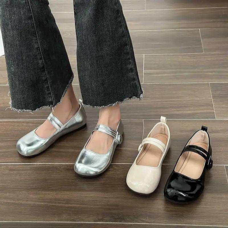 Fashion Low Heel Elegant Woman Flats Moccasins Party Silver Stylish Cheap Clearance On Sale Fashionable Quick Delivery Shoes for Women