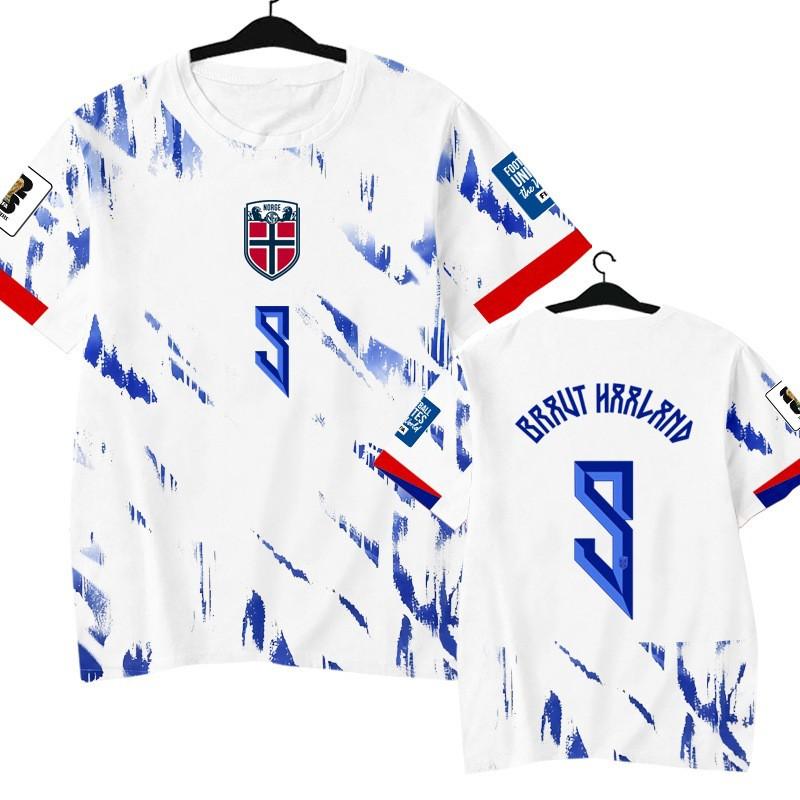 Maglietta Sportiva Casual da Uomo a Maniche Corte Dry-Fit Edizione Giocatore Haaland Squadra Nazionale Norvegese