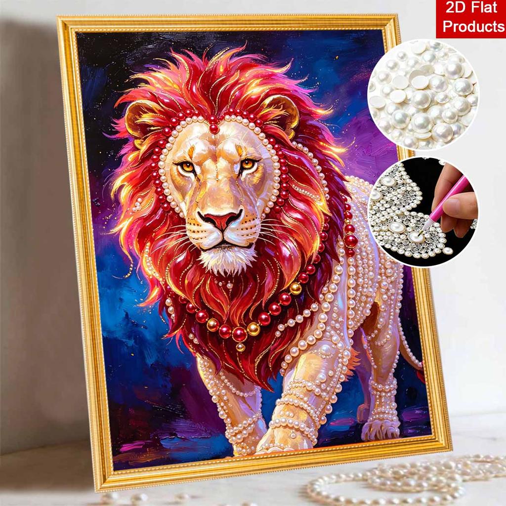 Majestic Lion Pearl Kit 5D DIY Rhinestone Art Craft for Home Desktop Decoration Relaxing Handmade Gift