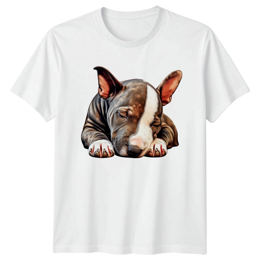Sleeping Bull Terrier Puppy Dogs Animals Unisexs TShirt Unisexs Tee Graphic Top S