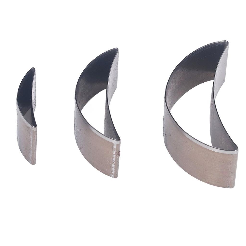 3 Stück Stanzform Set Legierter Stahl Gebogene Mondform Hohlstanzformen für Stoff Ton Leder