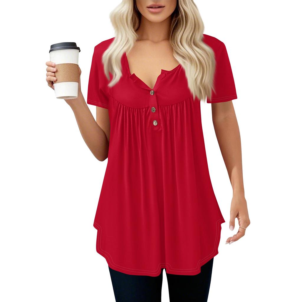 Damen Freizeit T-Shirt Rundhals Pullover Kurzarm Top