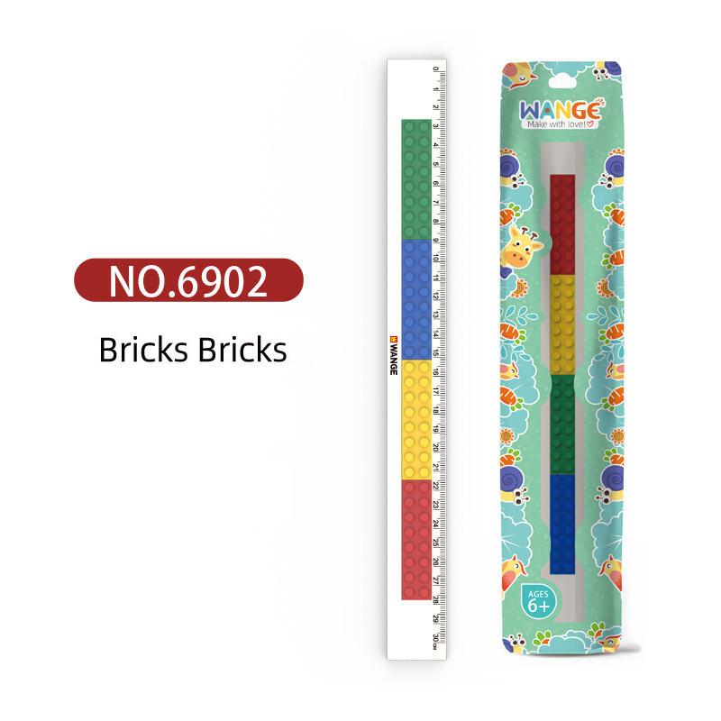 Building Block Stationery Small Particle Bricks Rule Pencil Box Sharpener Drill Pen Knife Pocket Mounted Text Toy for Kids