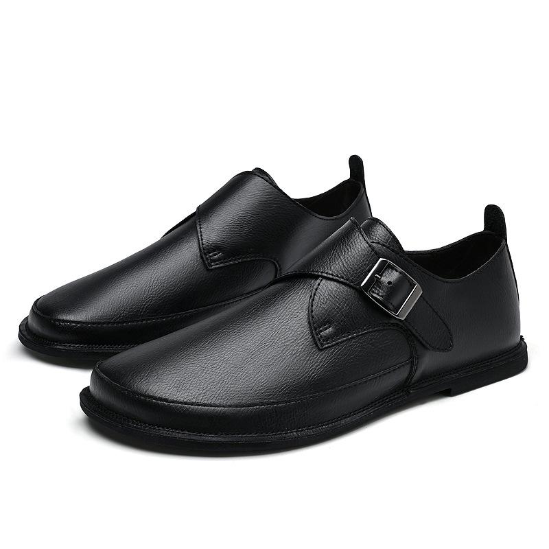 Men s Leather Soft Sole Slip-on Loafers - Spring/Fall, Buckle, Large Sizes Available 38 чёрный