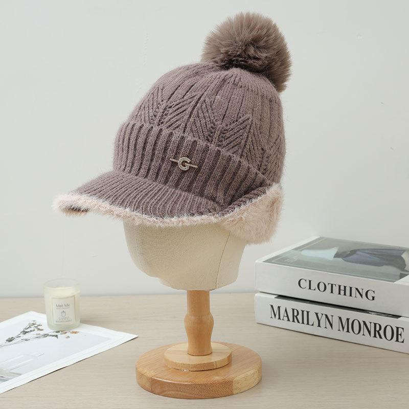 Fleece Warm Cap Ladies Fleece Ear Protector Wool Cap Winter Cycling Windproof Knitted Cap
