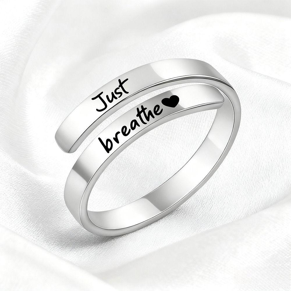 Minimalist Letter Spiral Wrap Inspirational Ring Chic Geometric Personalized Initial Ring