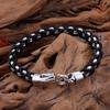 Retro Geometric Stainless Steel Black Leather Rope Braided European Ethnic Style Individuality Bracelet For Men