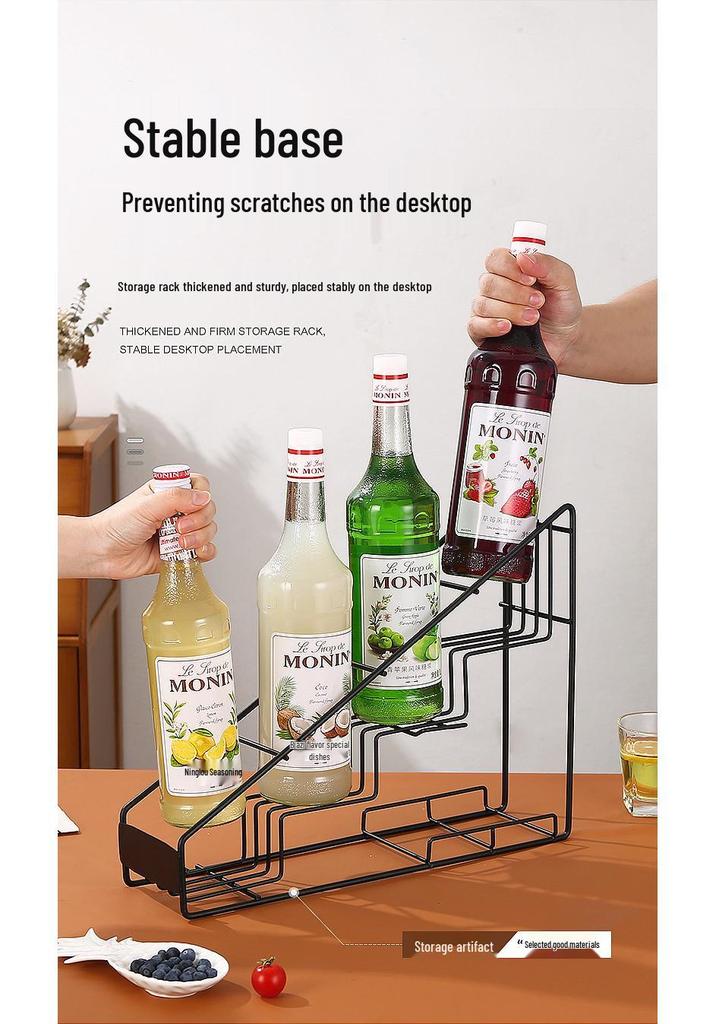 Morin Wrought Iron Four-Tier Syrup and Sauce Bottle Display Rack