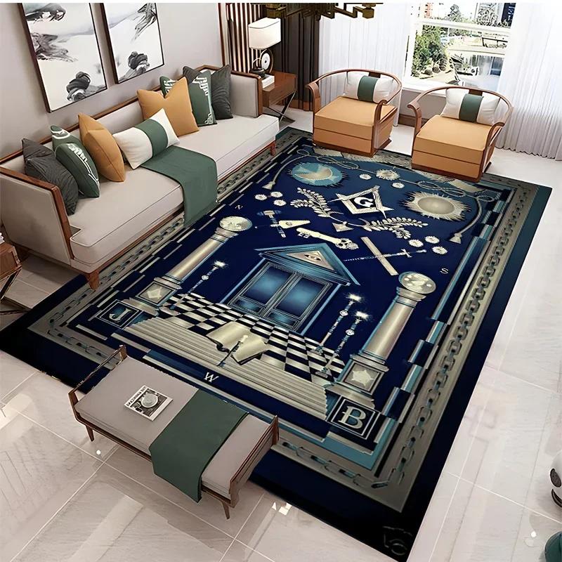 Masonic Illuminati Carpet Living Room Bedroom Sofa Coffee Yoga Rugs Kitchen Door Un-Slip Mats Alfombra Birthday Gift Poster Mat