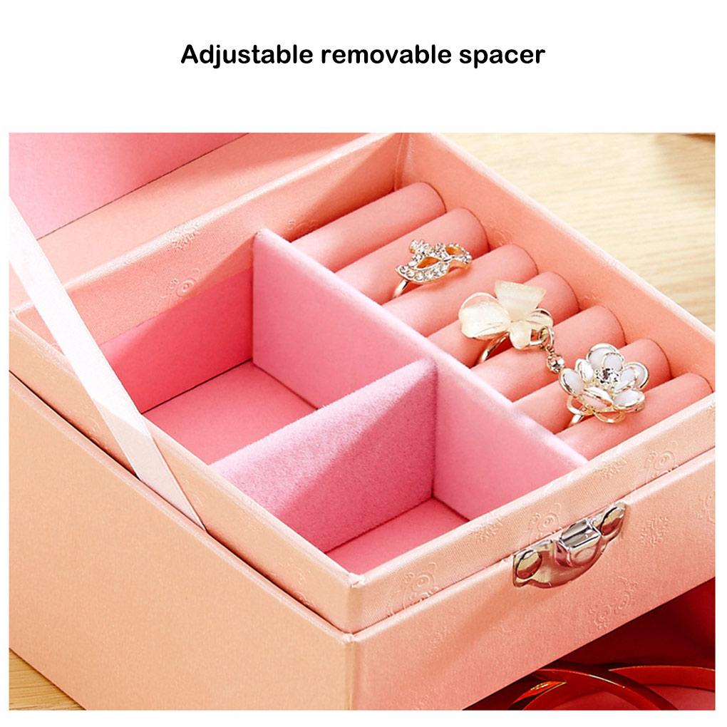 Schmuck Doppelschicht Gitter Box Etui Display Herzform Spiegel Schublade Behälter Aufbewahrung Modische Sammlung Geschenk