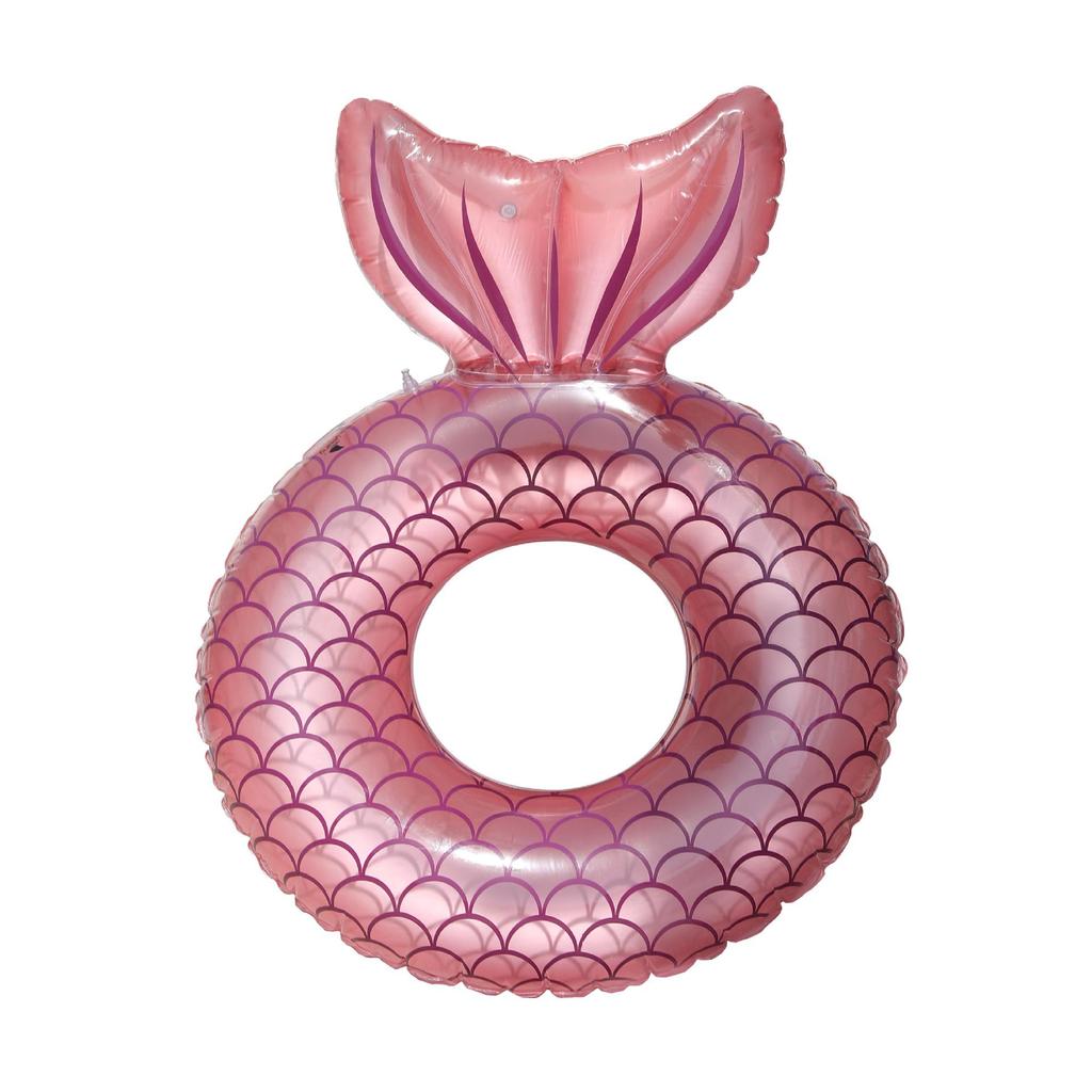 Baxia 110cm Mermaid Tail Inflatable Swim Ring Lifebuoy for Adults