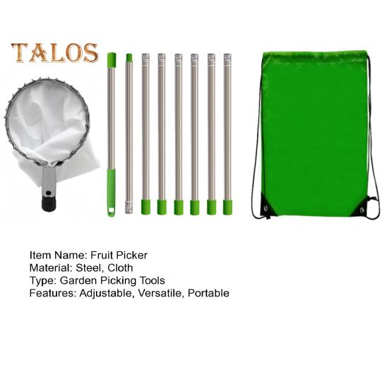Fruit Picker Pole with Storage Bag Fruit Grabber Home Gardening Orchard Tool for Pear Lemon Orange Apricot Mango Limes