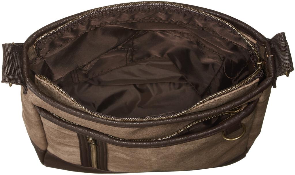 Cubic Core Shoulder Synthetic Bag, Denim-Look Leather, Brown, 1701-1855