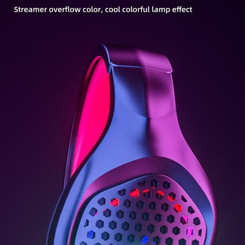 Gaming Headphone with Microphone for PC Corded Noise Cancelling Over Ear Headphone with LED Light for Computer