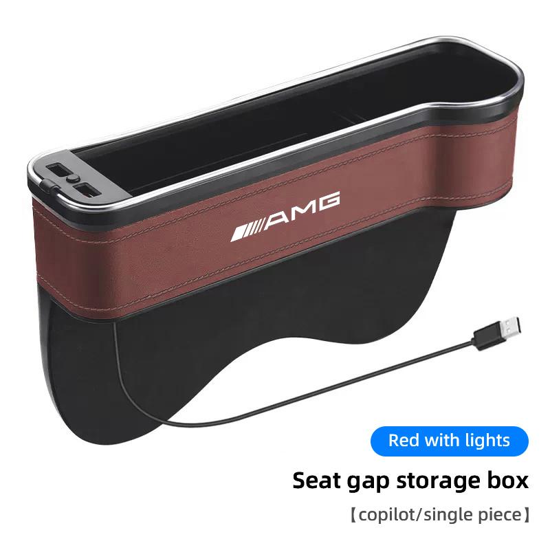 LED Large Capacity PU Car Seat Back Storage Box Seat Gap Filling Bracket Storage Box For Mercedes Benz AMG A B C E G CLA W211