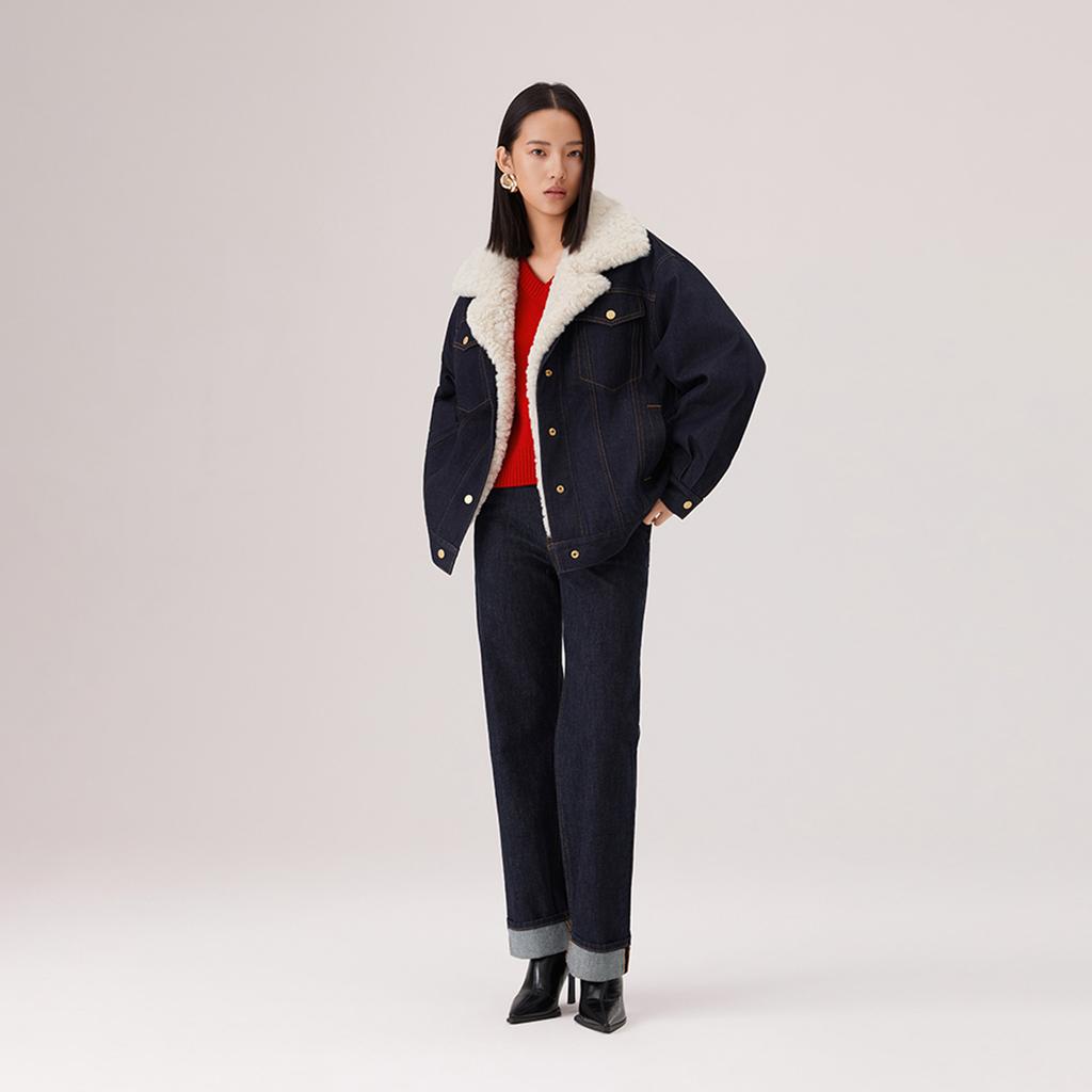 Levis Year Of The Horse Limited Edition Relaxed Comfortable Faux Shearling Denim Jacket Women jackets 006Q4-0000