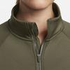 Nike Dri-Fit Solid Color Stand Collar Half-Zip Quick-Drying Casual Crop Sweatshirt Women Tops Khaki-Green FB5231-325