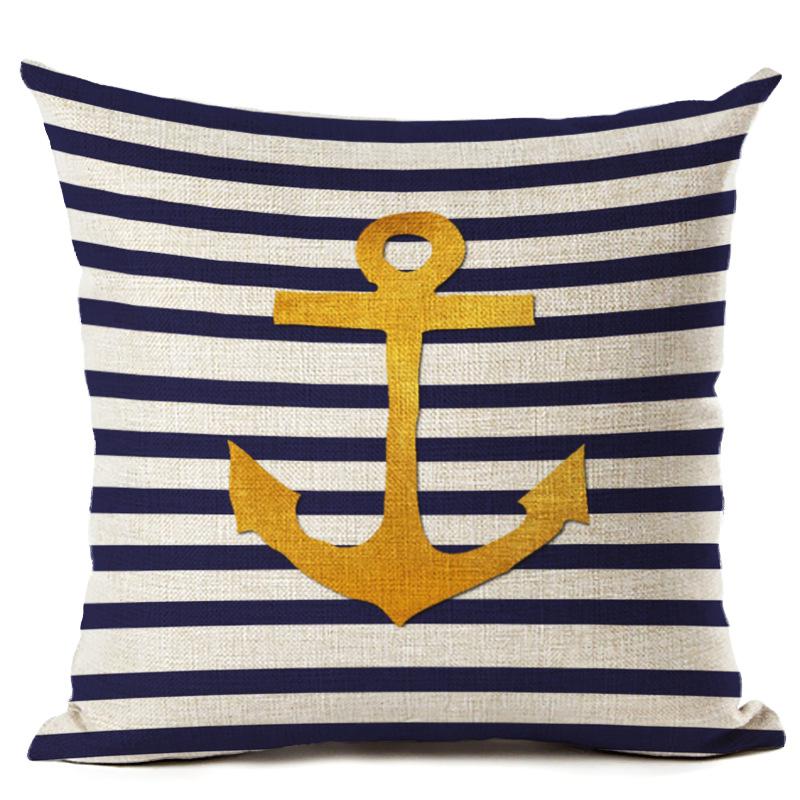 Husă de pernă din bumbac, în stil nordic, model de ancoră, navă marină, husă de pernă, husă de pernă decorativă Cojines Almofadas
