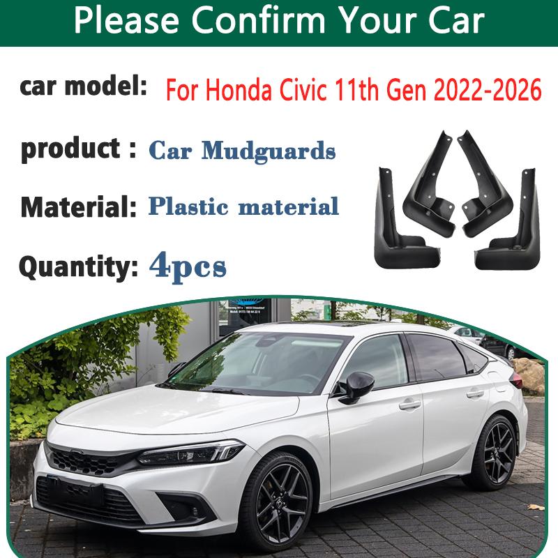 4PCS Car Mud Flaps For Honda Civic 11th Gen Accessories FL Liftback -2026 Mudguards Splash Guard Front Rear Fenders Parts