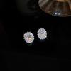 Zircon Super Flash Stud Earrings Round Pigeon Egg Light Luxury Niche Design High-End Earrings Full Of Diamond Earrings Women