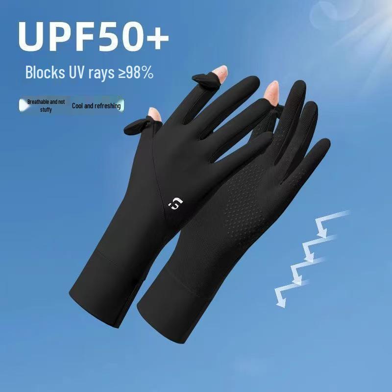 Women's Ice Silk UV Protection Flip-Top Cycling & Driving Gloves - Non-Slip, Thin, Extended Summer Sun Protection.