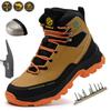 Small Size Water Proof Safety Work Shoes For Men and Women Steel Head Leather Boots Male Footwear Construction Work Brown Boots