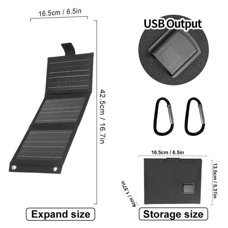 Solar Panel Charger Foldable Mobile Phone Charger Solar Panel Smartphone Tablet Charging Device For Camping Hiking