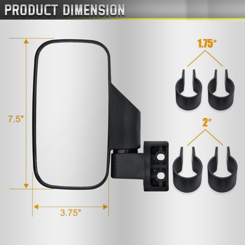 UTV Folding Side View Glass ImpactResistant Easily Install Universal Side View Glass for 1.6“-2“ Roll Bar Cage