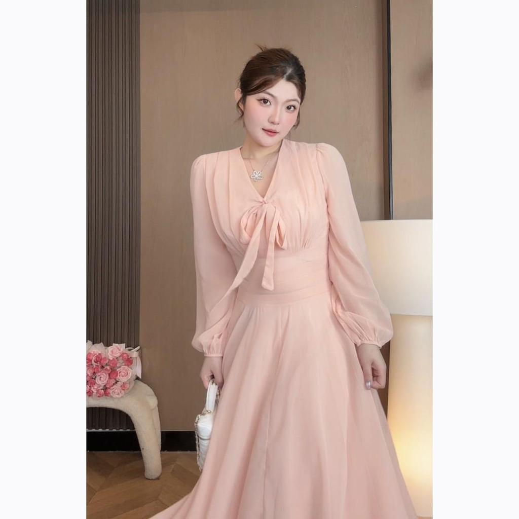 60285: Plus Size Retro Goddess Waist-Cinching Long Sleeve Dress