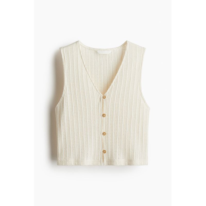 

HM Women s Waistcoat 2025 New Fashion Trendy V Neck Soft Elegant Textured Jersey Vest 1290230