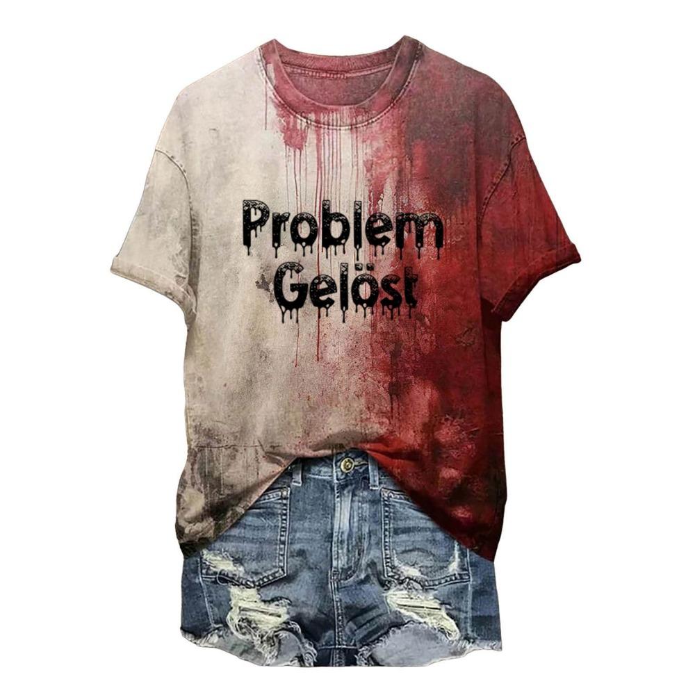 Кровавая рубашка для женщин, смешная футболка с круглым вырезом и коротким рукавом на Хэллоуин, одежда в крови, подарок, брызги крови, женские повседневные футболки L