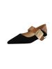 Fashion Women Nature Suede High Thick Heels SmallHut Black Apricot Square Toe Pumps Elegant Lady Metal Decoration Shoes 2025