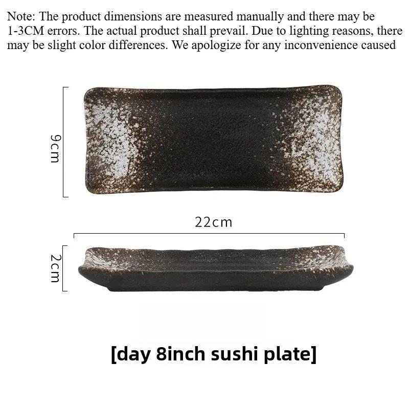 Podglazurové talíře na sushi 8palcové čtvercové talíře Zdravé Vhodné do mikrovlnné trouby a snadno čistitelné nádobí pro japonskou kuchyni a dezert