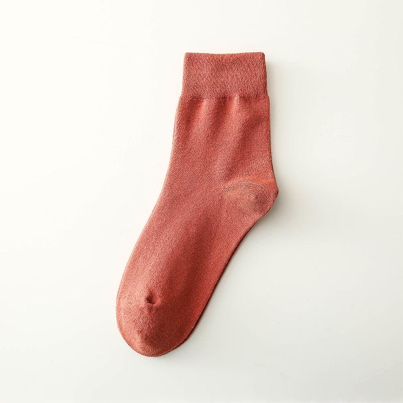 Men's Anti-Odor Sweat-Absorbent Pure Cotton Socks for Autumn/Winter - Simple Business Style Mid-Calf Length