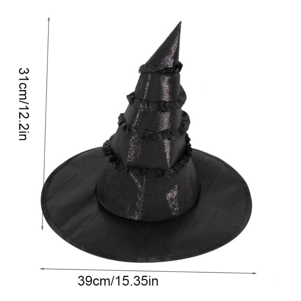 Simple Black Wizard Cap Lolitas Steampunks Halloween Witch Hat Oxford Cloth Decoration Cosplay Witch Hat Night Club