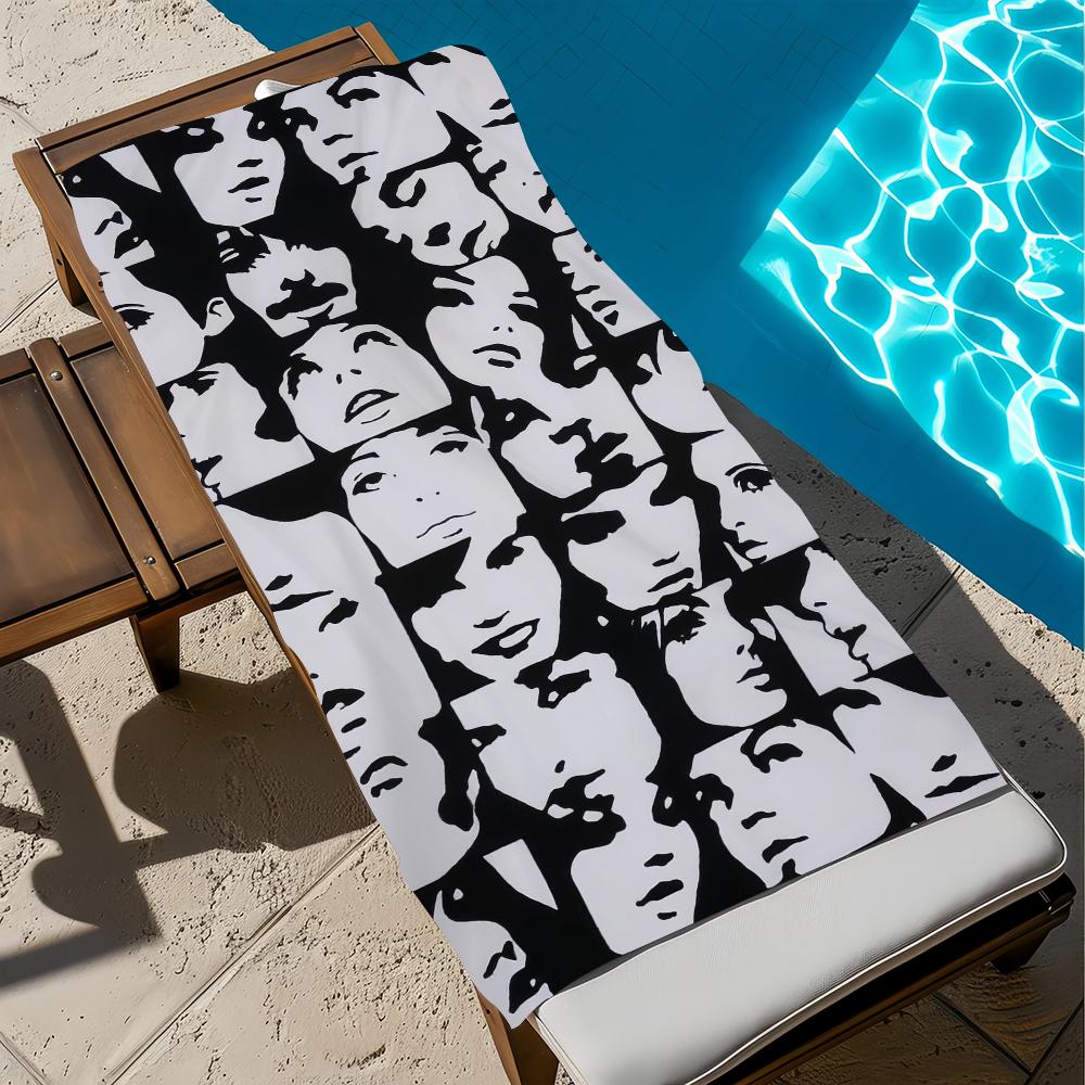 

Blue Faces Sketchbook Towel Beach Quick Dry Soft Pool Towels Gift for Travel Gym Shower Camping sports W30*H60(CM)