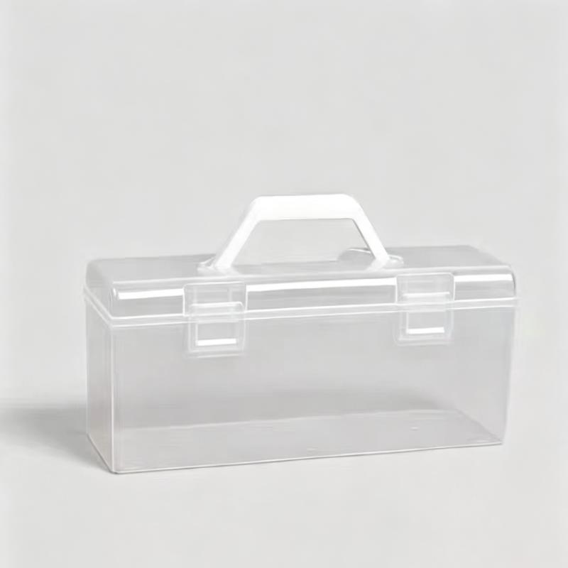 Clear Plastic Storage Box Transparent Desk Organizer Pen Holder with Handle for Home Office School Stationery Storage