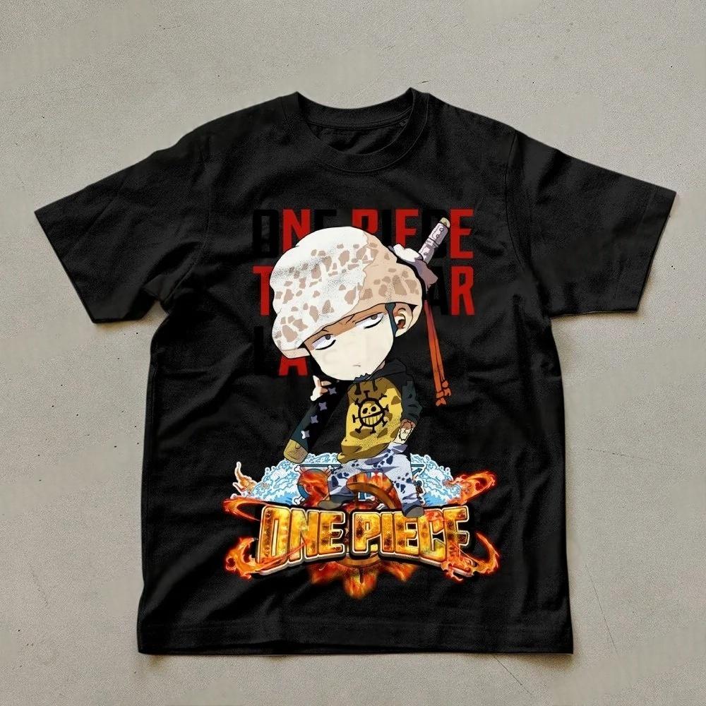 

One Piece Men s T-shirt Trafalgar Law Summer Japanese Anime Autumn Boys Children s Short-sleeved Basic Sporty Parent-child Wear 4XL