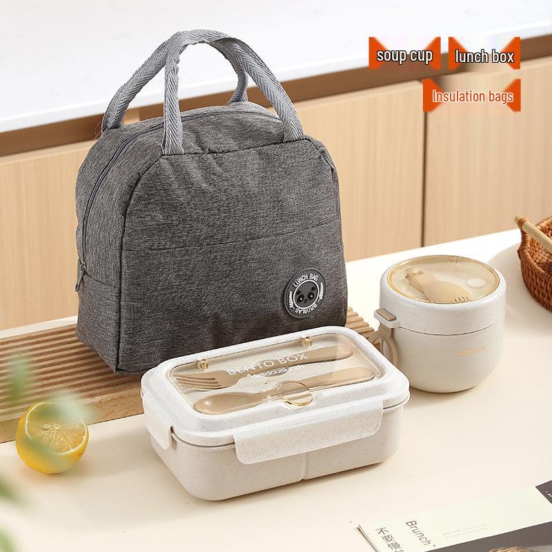Minimalist Wheat Straw Bento Box – Microwaveable Lunch Box for Students & Office Workers
