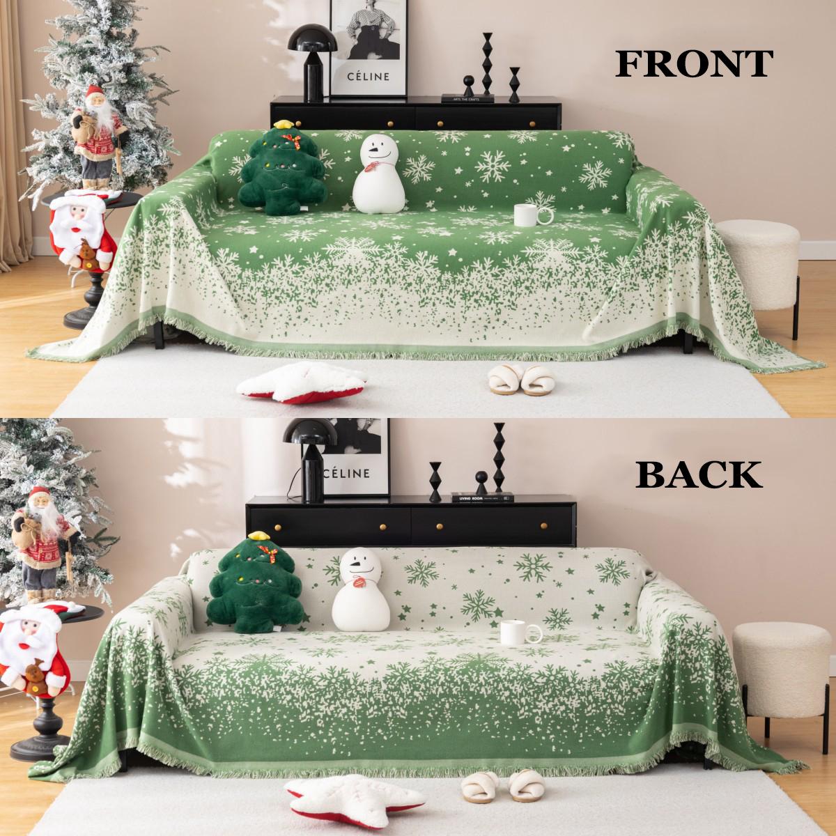 

Рождественский чехол для дивана, рождественское полотенце со снежинками, окрашенное в пряже, универсальное полное покрытие Four Seasons, противоскользящий чехол для дивана, праздничные одеяла 180x130cm