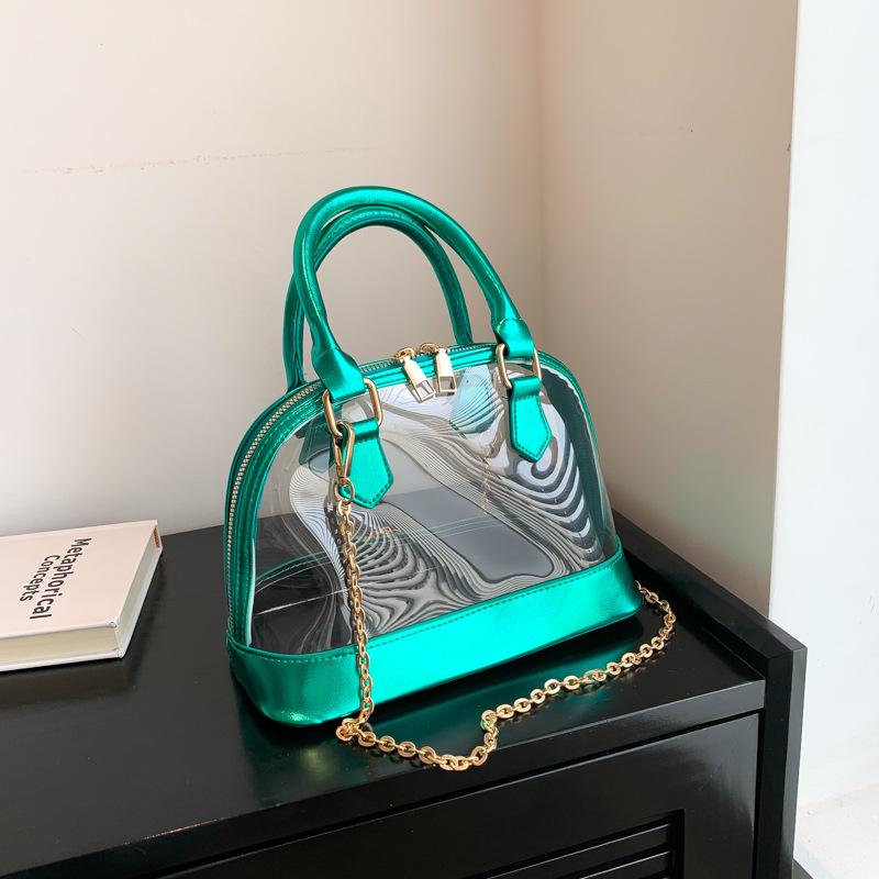 Fashion and Transparent, Popular Shell Bags This Year, Spring and Summer 2025 New Trendy Messenger Bags, PVC Chains, Trendy Shoulder Bags