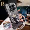Crystal Bracelet Glitter Butterfly Mirror Stand Case For Xiaomi Poco X7 X6 X5 X3 Pro F7 M8 M6 F6 POCO C65 C75 Shockproof Cover