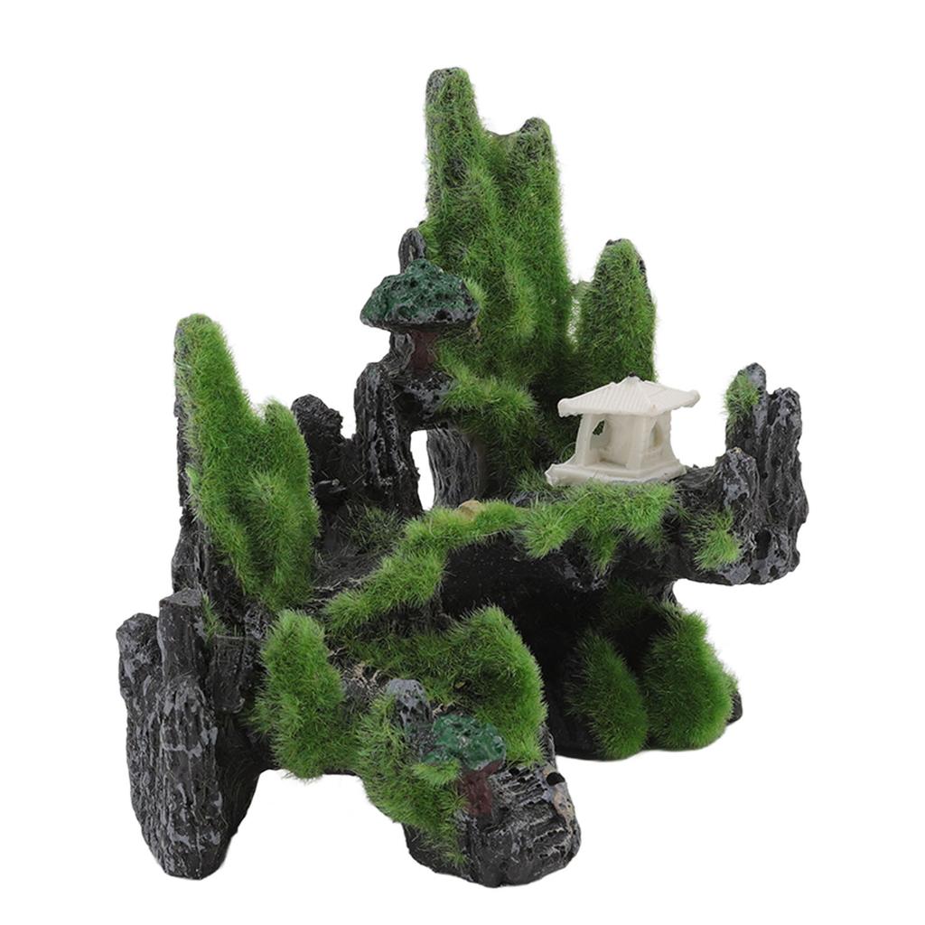 Akvárium Rockery Krajina Simulace pryskyřice Víceúčelová dekorace Moss Mountain View s mostem