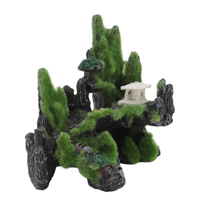 Akvárium Rockery Krajina Simulace pryskyřice Víceúčelová dekorace Moss Mountain View s mostem