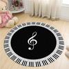 Musical Note Black White Piano Key Printed Round Carpets Area Rugs for Home Living Room Bedroom Floor Decoration