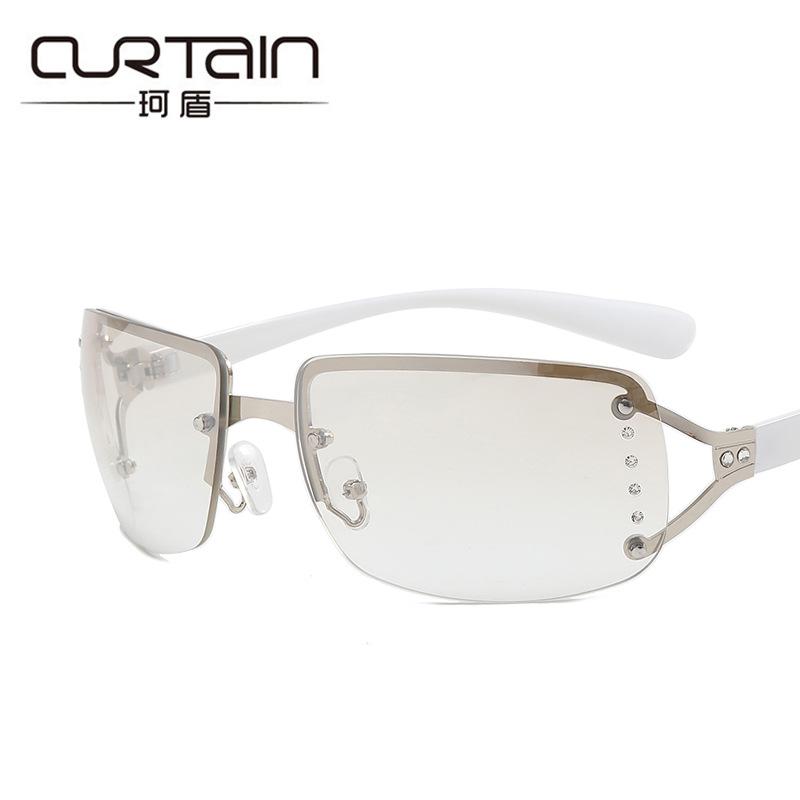 Frameless sunglasses YK Spice girl sweet cool sunglasses new square Internet celebrity personality diamond sunglasses women