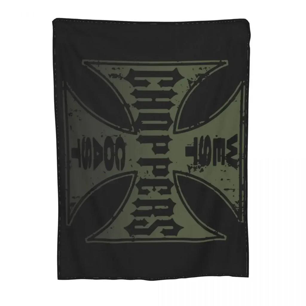 West Coast Chopper Iron Cross Blankets Fleece Super Soft Throw Blankets for Airplane Travel Bedspread