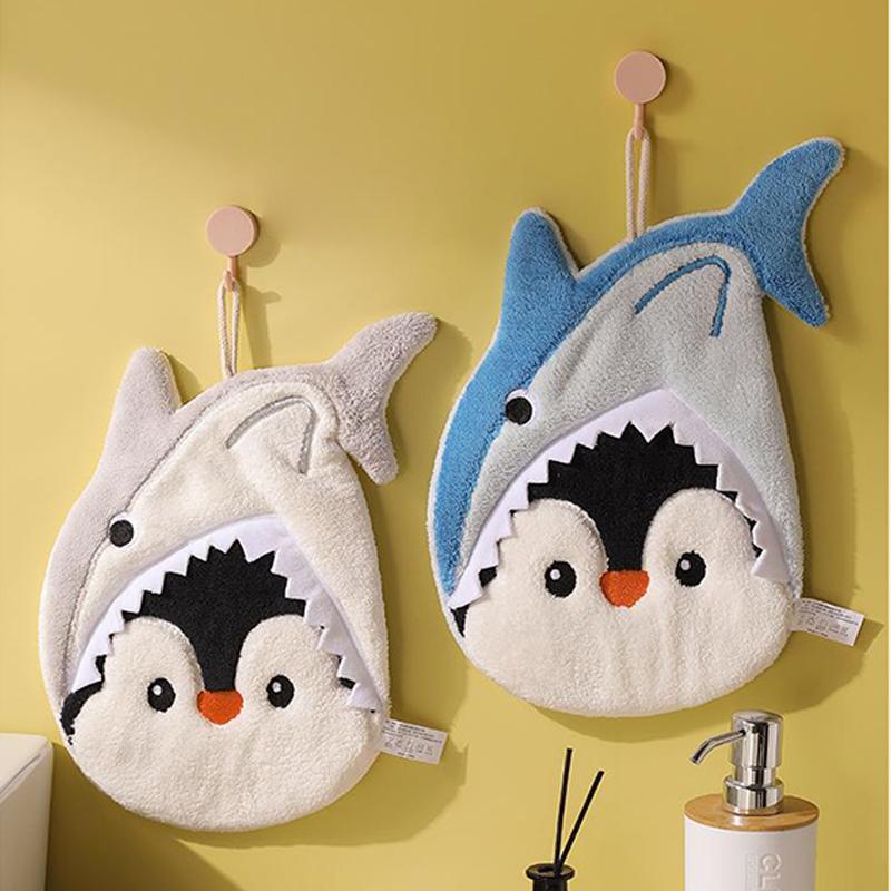 Cartoon Penguin Hand Towel Kitchen Bathroom And Toilet Hand Towel Hanging Type With Super Water Absorption Quick Drying