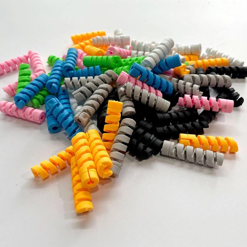 

10PCS Cable Protector Cover Silicone Bobbin Winder for IPhone 13 Samsung S21 Xiaomi Poco Cable Charger Cable Cord Organizer Clip